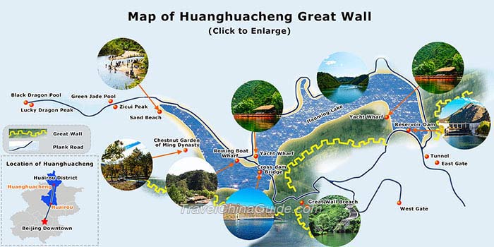 Huanghuacheng长城的地图