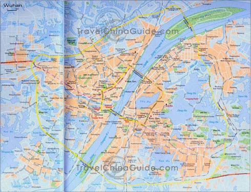 武汉地图上有主要街道、铁路、景点