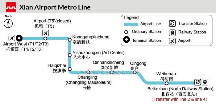 西安机场地铁地图