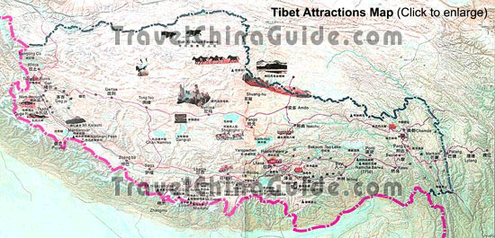 西藏旅游景点地图