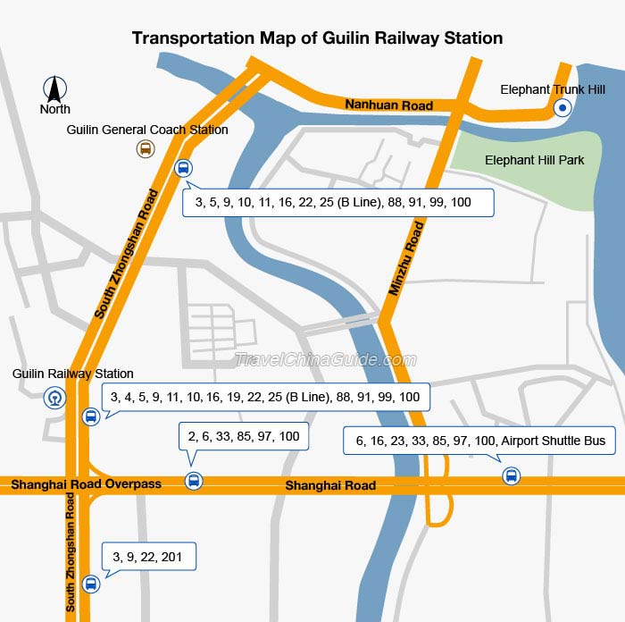 桂林火车站的交通地图